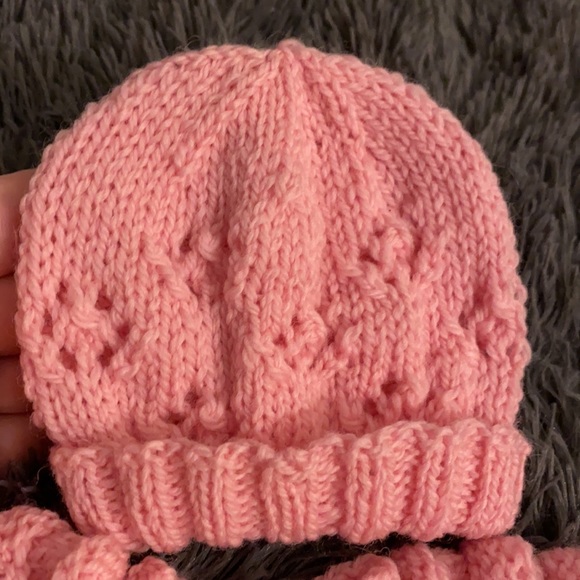 Wool baby sweater/hat set -light pink - Picture 2 of 7